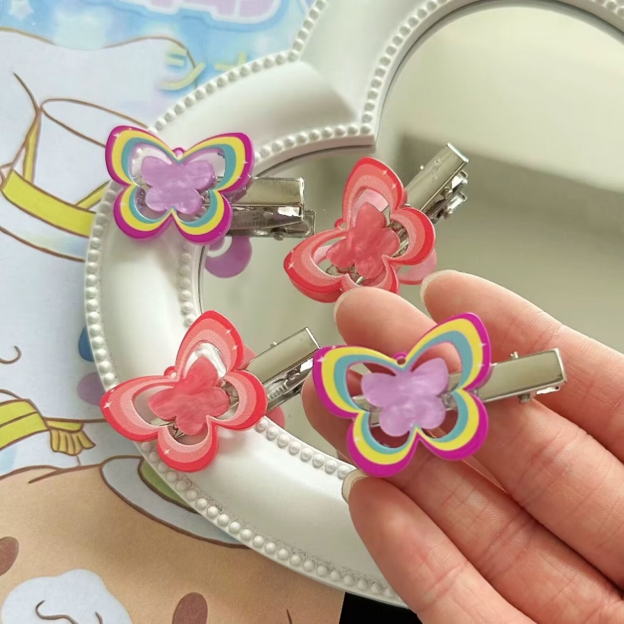 Set 2 Kẹp Tóc Hình Bướm Nhiều Màu Sắc Dễ Thương Phong Cách Hàn Quốc