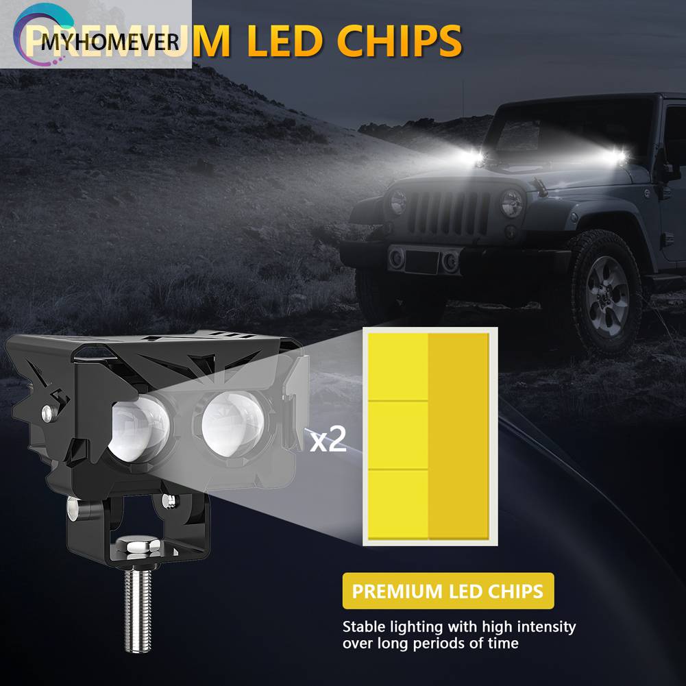 Set 2 Đèn LED Sương Mù Siêu Sáng Dành Cho Xe Mô Tô Jeep 4x4