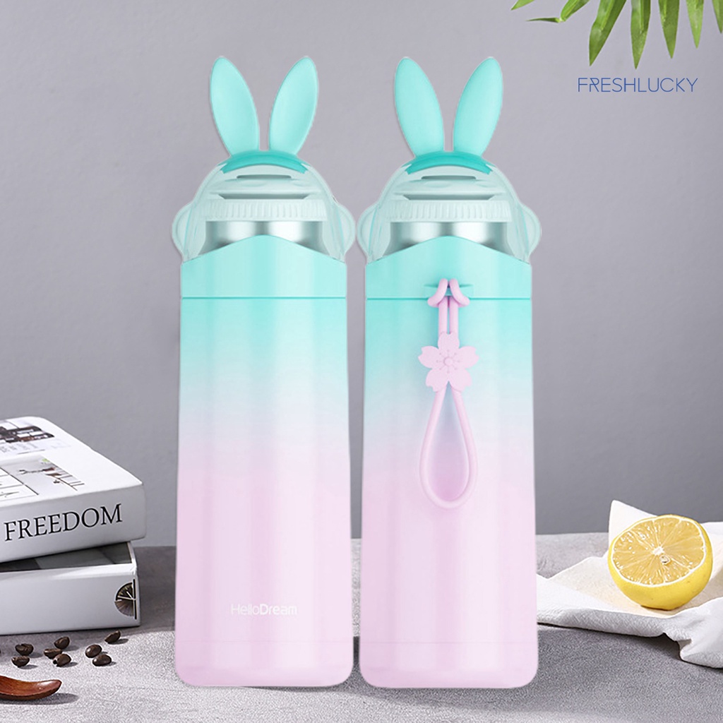 Bình Nước Giữ Nhiệt Bằng Thép Không Gỉ Hình Tai Thỏ Dễ Thương 350ml