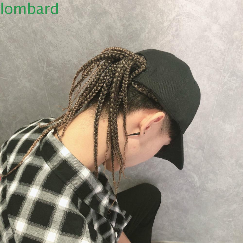 LOMBARD Bím Tóc Giả Bằng Sợi Tổng Hợp Màu Đen Phong Cách Bóng Chày Cá Tính