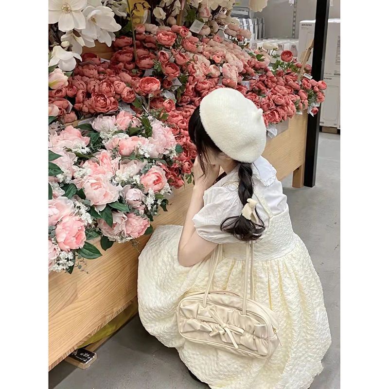 Bộ Áo Sơ Mi Cổ Búp Bê + Đầm Yếm Thắt Nơ Kiểu Nhật Bản Thời Trang Mùa Hè Cho Nữ