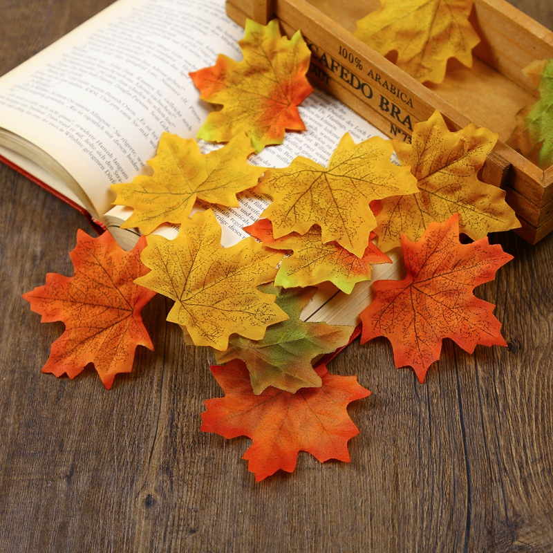 Túi 50 Lá Phong Nhân Tạo Bằng Vải Không Phai Dùng Trang Trí Halloween