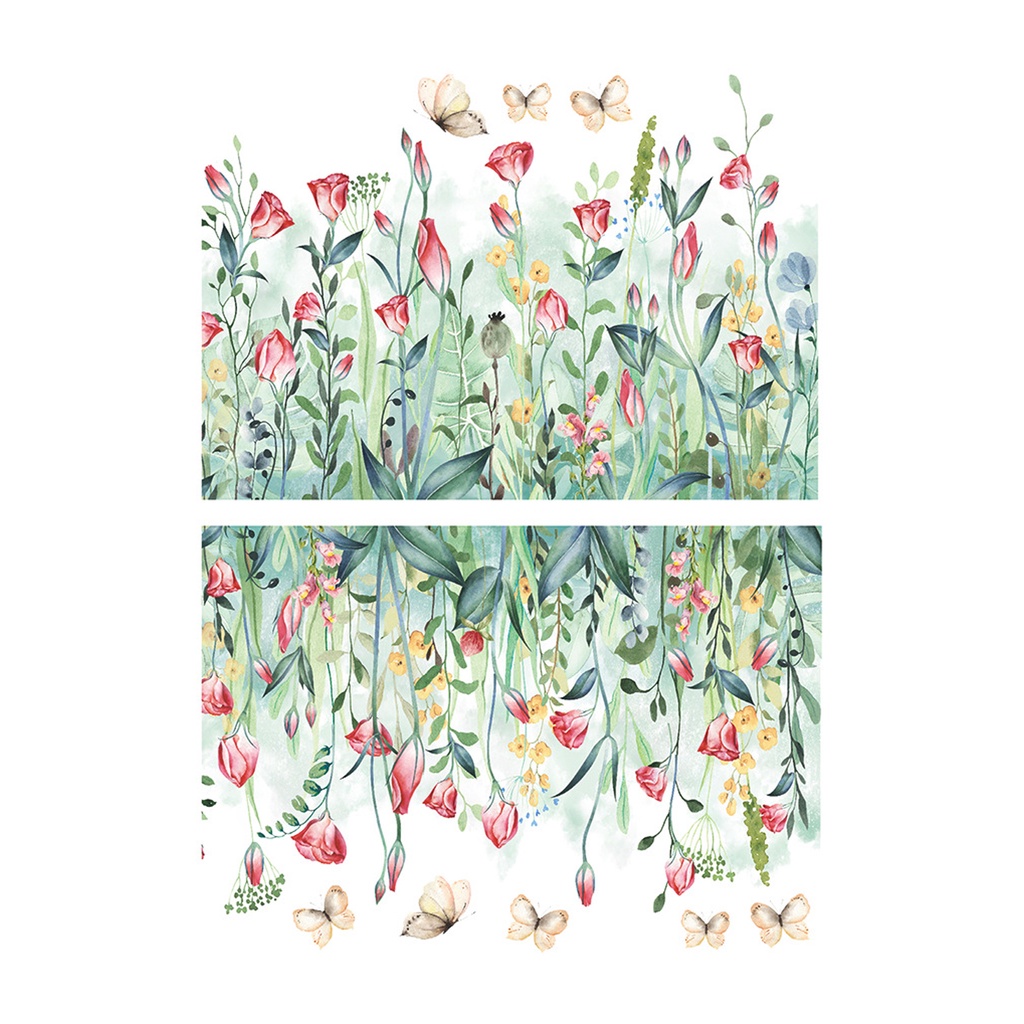 Set 2 Miếng Dán Tường Trang Trí Hình Hoa Lá Tươi Tắn Bằng PVC Tháo Được