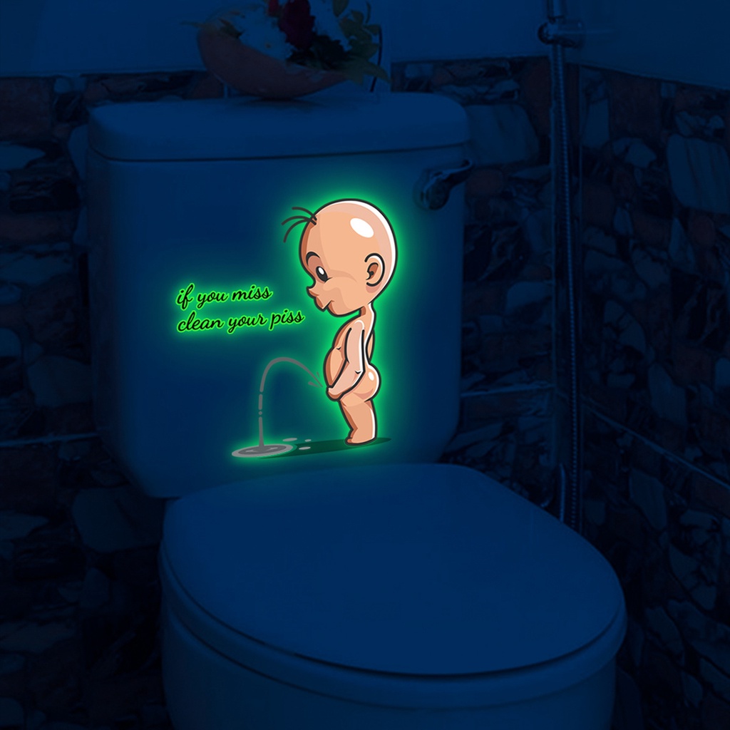Miếng Dán Trang Trí Toilet In Chữ Dạ Quang Tự Dính Chống Thấm Nước Tiện Dụng