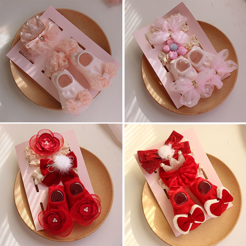 Set 3 Băng Đô Vải Ren Hoa Dễ Thương Cho Bé Gái