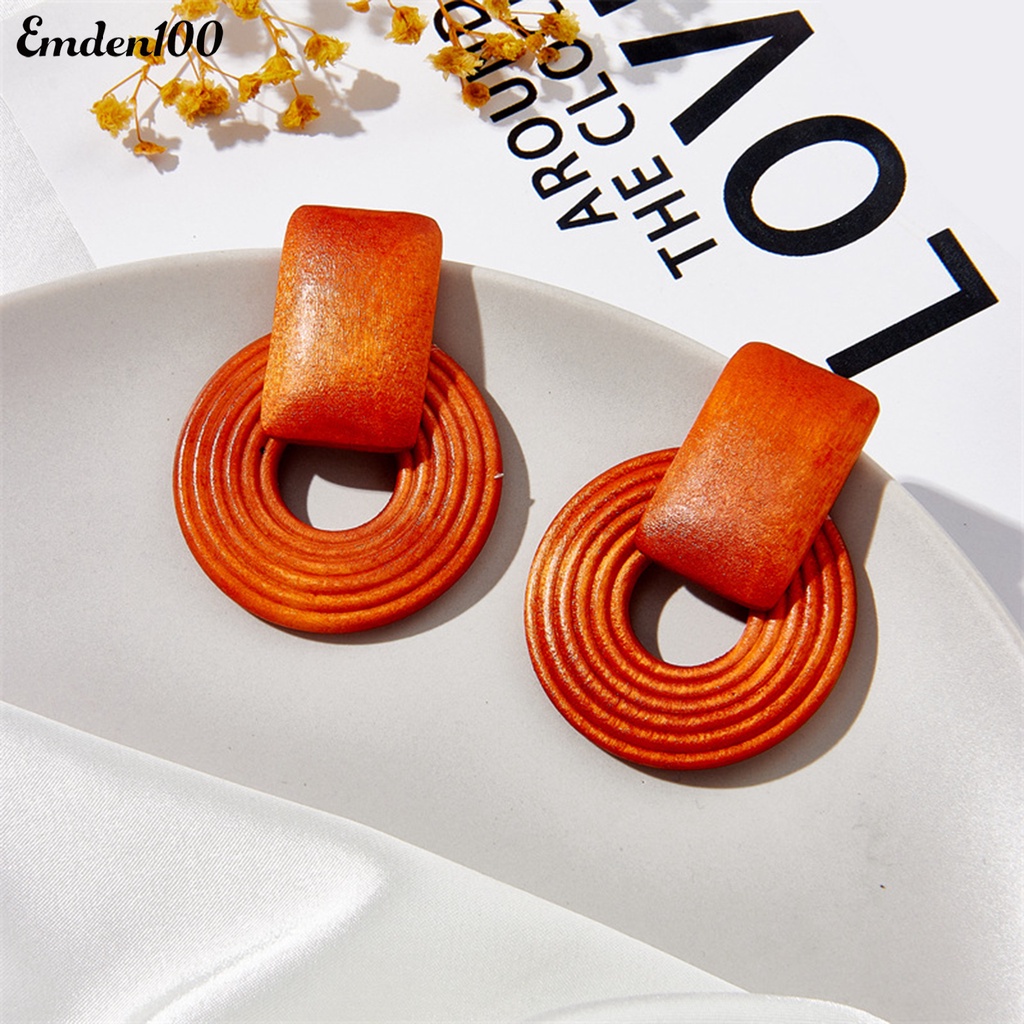 1 Đôi Bông Tai Tròn Rỗng Đính Hạt Thời Trang Nữ Tính