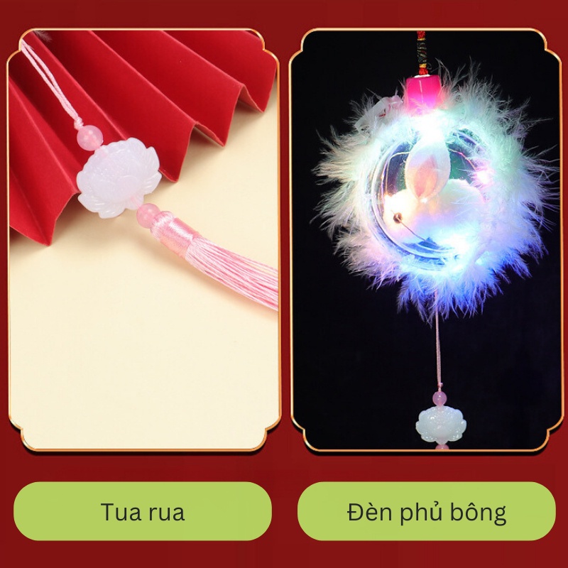 Đèn Lồng Trung Thu Thỏ Nhồi Bông Cực Dễ Thương, Có Đèn LED 7 Màu Nhấp Nháy