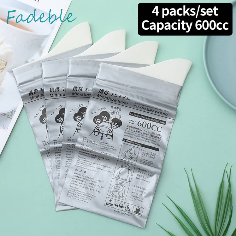 Set 4 Túi Đi Vệ Sinh Khẩn Cấp Sử Dụng Một Lần Cho Nam Và Nữ