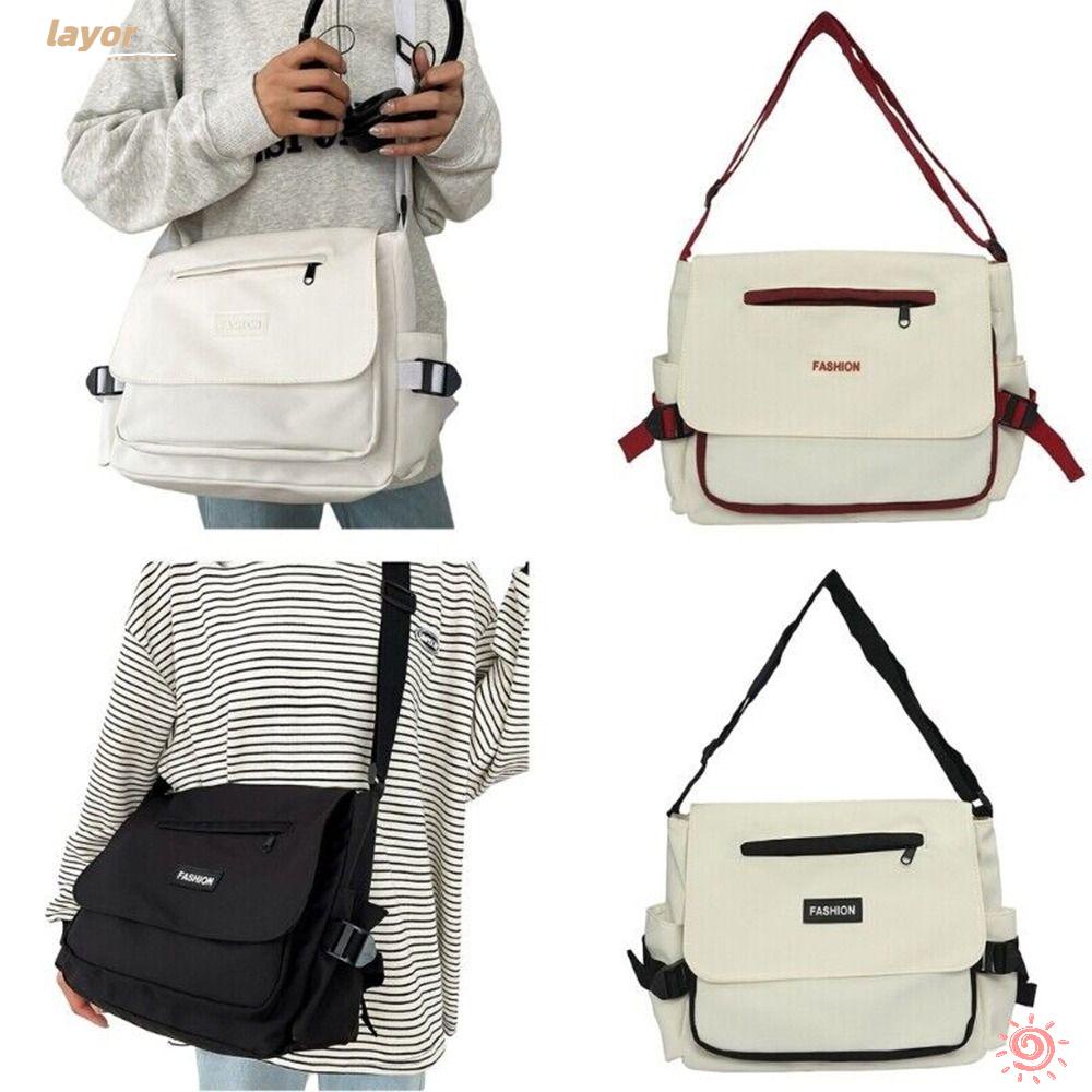 LAY Túi Đeo Chéo Có Khóa Kéo Sức Chứa Lớn Thiết Kế Đơn Giản Thời Trang Du Lịch