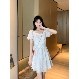 Sugemiusi Pháp Đầm Hoa Tay Phồng Ôm Eo Thời Trang Mùa Hè Mới Cho Nữ