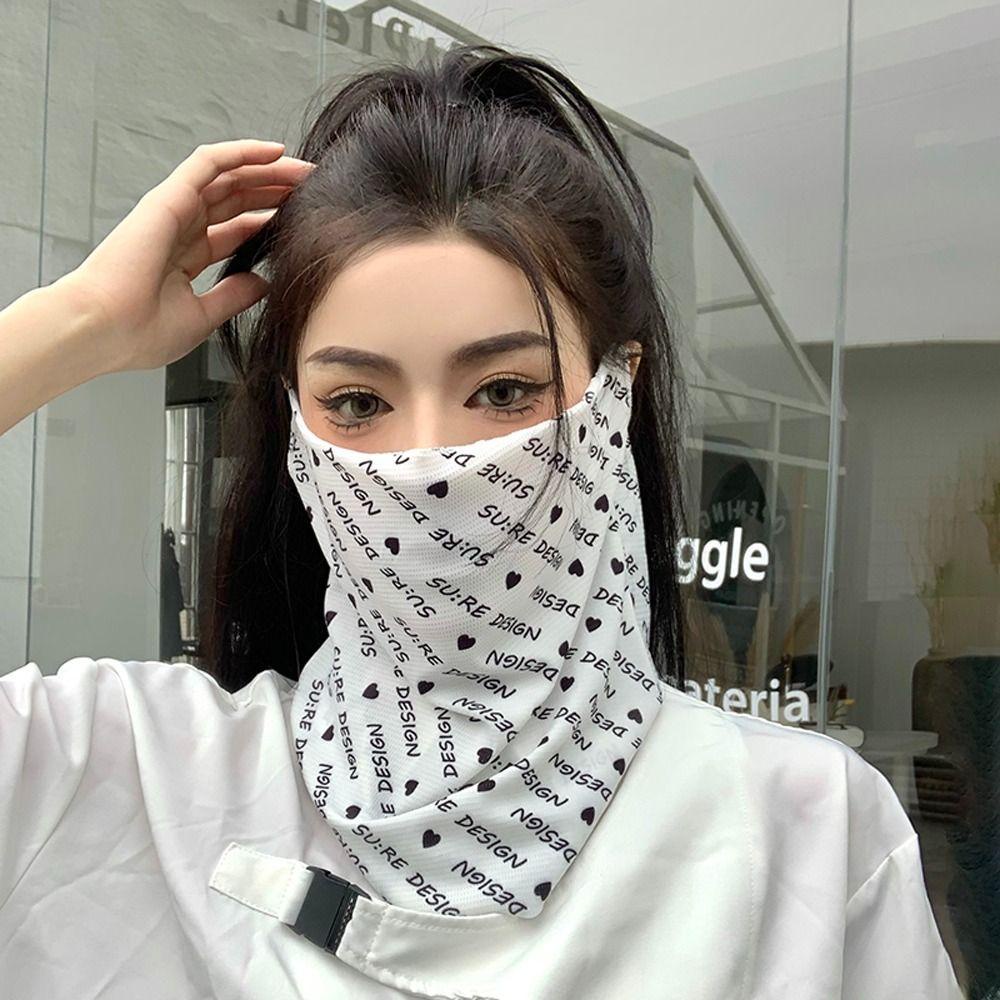 OCEANMAP Khăn Choàng Cổ Kiêm Khẩu Trang Chống Nắng Vải Lụa Lạnh Mỏng In Chữ Cá Tính Dùng Khi Đạp Xe Mùa Hè