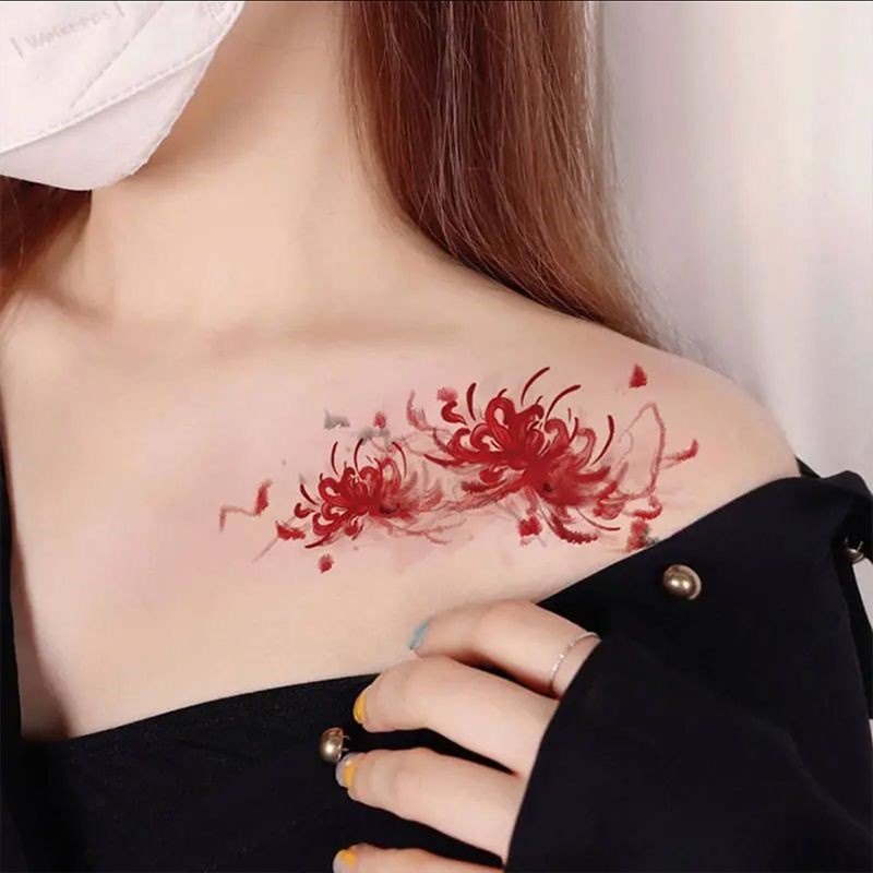 Hình Xăm Dán Tạm Thời Họa Tiết Hoa Chống Thấm Nước