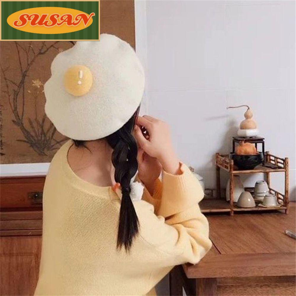 SUSANS Mũ Beret Len Màu Trắng Thời Trang Cho Nữ