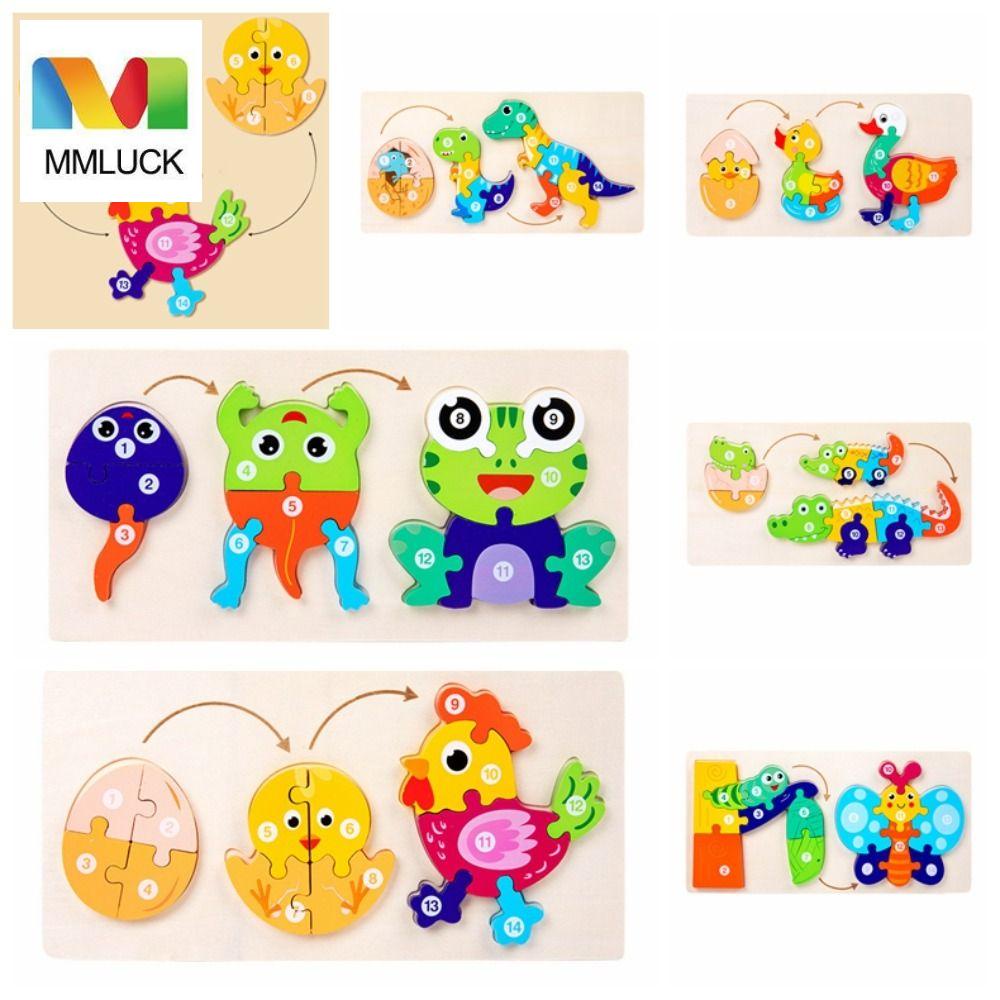 MMLUCK Bộ Đồ Chơi Xếp Hình 3d Bằng Gỗ Hình Động Vật Hoạt Hình Nhiều Màu Sắc Giáo Dục Nhận Thức