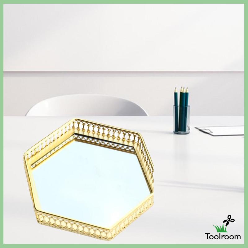 Khay Đựng Trang Sức / Nến / Mỹ Phẩm Bằng Kính Kiểu Vintage Có Gương Trang Trí