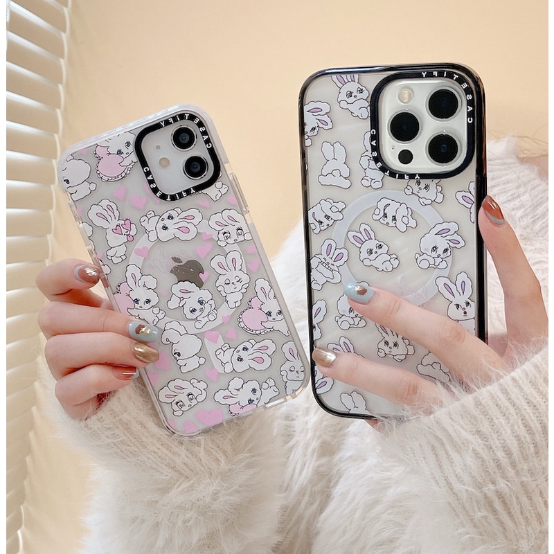 Ốp Điện Thoại Acrylic Cứng Trong Suốt Hình Thỏ Cho iPhone 15 14 13 12 11 Pro Max Plus