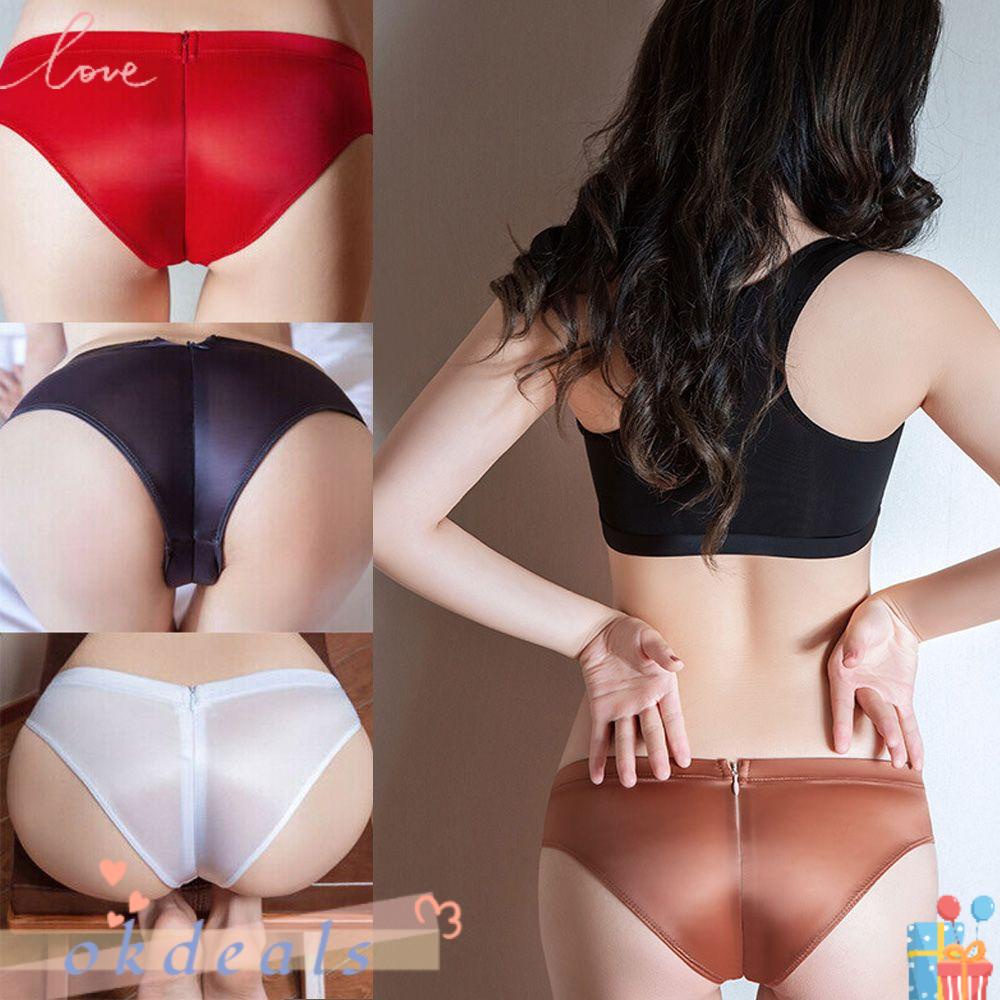 OKDEALS Quần Lót Satin Bóng Lưng Vừa Siêu Mỏng Cỡ Lớn Thời Trang Cho Nữ