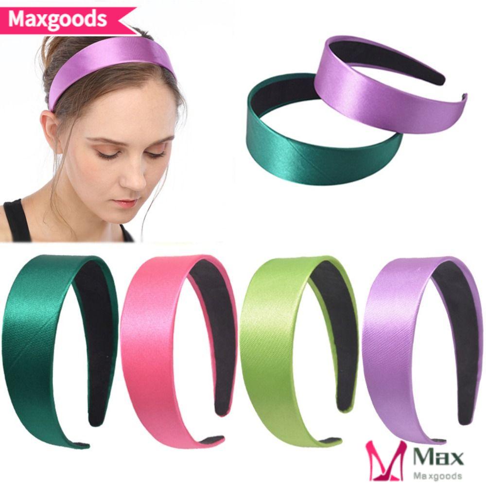 MAXG Băng Đô Cài Tóc Bằng Lụa Satin Bản Rộng Chống Trượt Cho Nữ