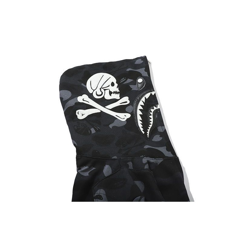 Áo hoodie BAPE 100% Mỏng Vừa Vặn Không Có Nón Phong Cách Hàn Quốc