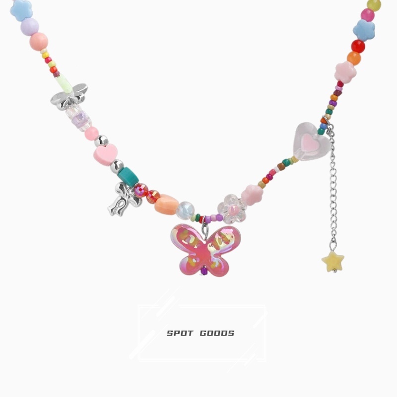 Dopamine Vòng cổ Xỏ Hạt Nhiều Màu Sắc Mặt Hình Bướm Dễ Thương Ngọt Ngào Cho Chị Em Gái