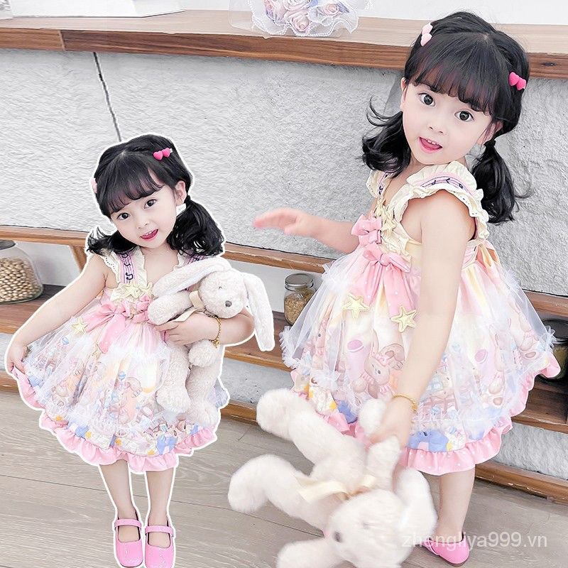 Đầm Công Chúa Lolita Hai Dây Mùa Hè 2023 Phong Cách Mới Cho Bé Gái