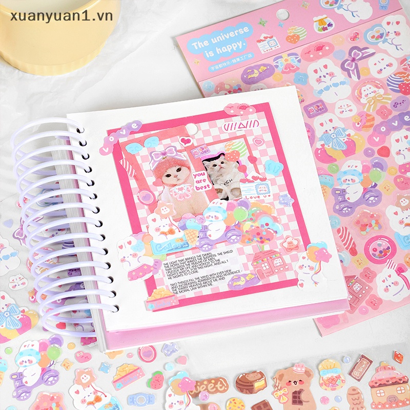 1 Tấm Hình Dán Động Vật Hoạt Hình Lấp Lánh Trang Trí Sổ Tay DIY