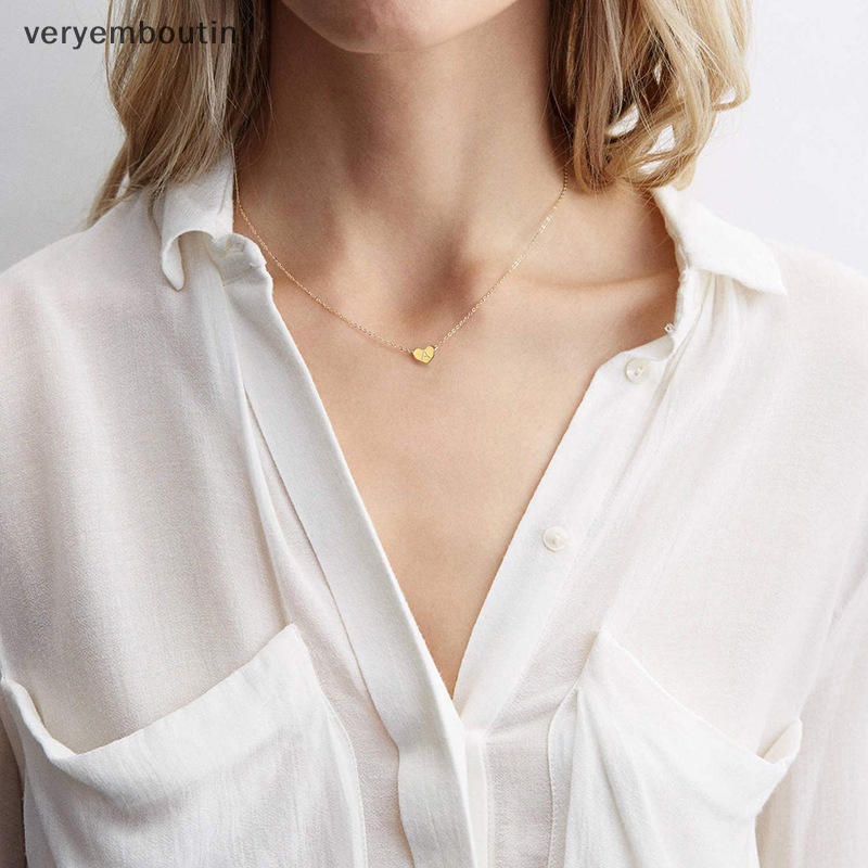 Vòng cổ Choker Mặt Hình Trái Tim Mini Chữ Cái Từ A-Z Đơn Giản Thời Trang Cho Nữ