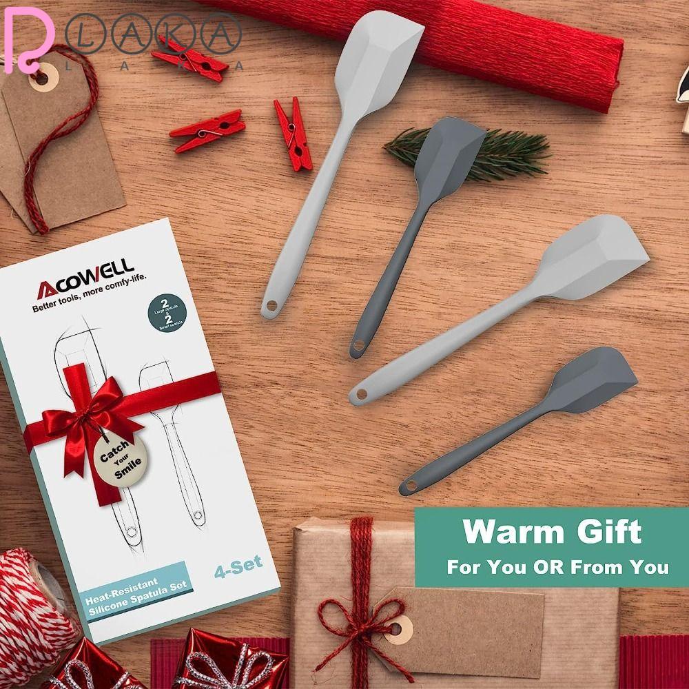 LAKAMIER Bộ 4 Dụng Cụ Nấu Ăn Bằng Silicon Mềm Cách Nhiệt Chống Dính Màu Xám Cho Nhà Bếp