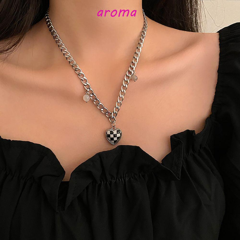 AROMA Vòng cổ Mặt Trái Tim Phong Cách Hàn Quốc Đơn Giản