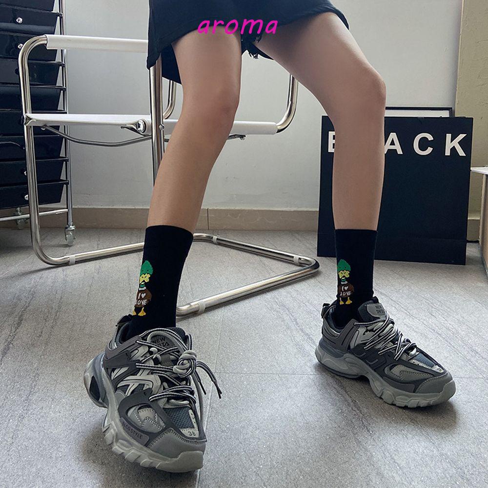 AROMA Vớ Nữ Họa Tiết Hoạt Hình Vui Nhộn Phong Cách Harajuku