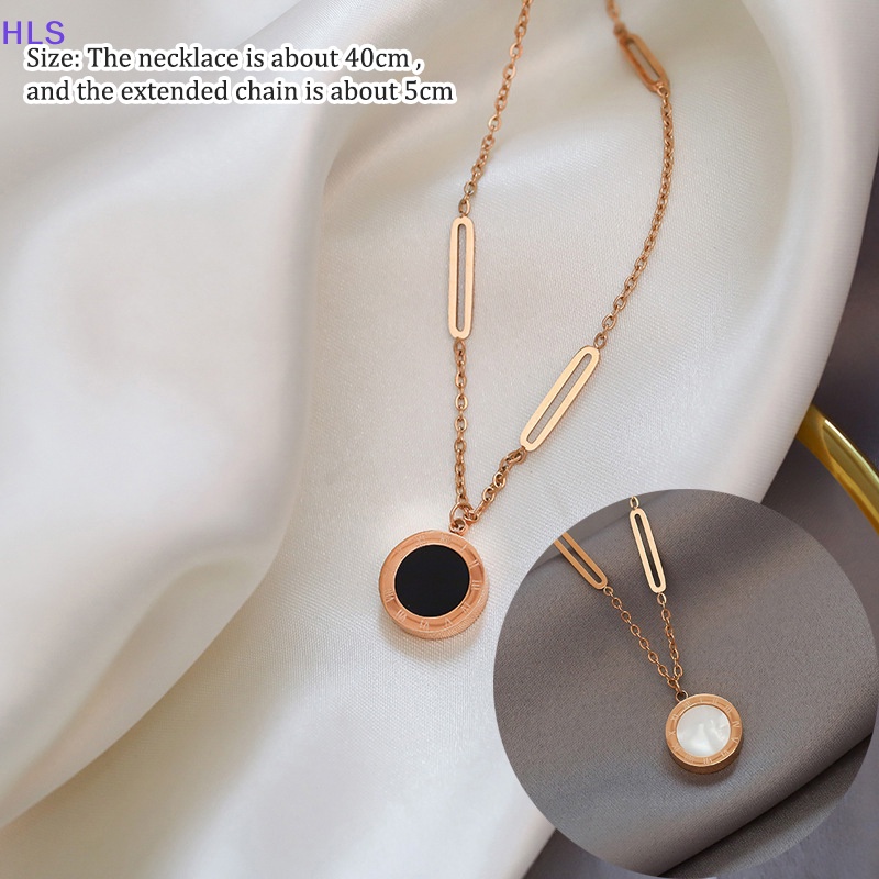 [HLS] Vòng cổ Bằng Thép Titan Nhẹ Xương Đòn Mặt Số La Mã Trắng Đen Thời Trang Cá Tính Dành Cho Nữ