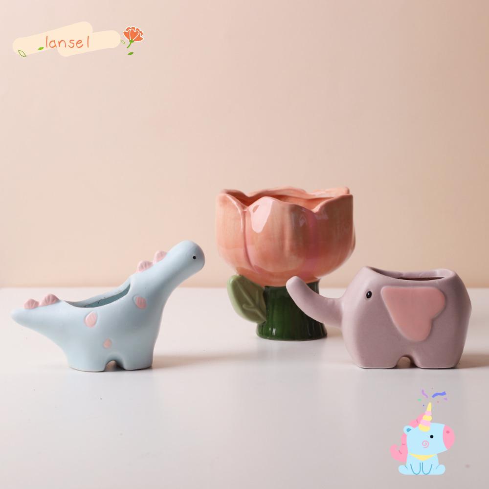 LANSEL Chậu Hoa Sứ Hình Voi Sáng Tạo Thời Trang