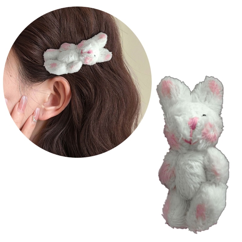 Kẹp Tóc Hình Thỏ Bằng Lông Nhung Mềm Mại Dễ Thương Xinh Xắn