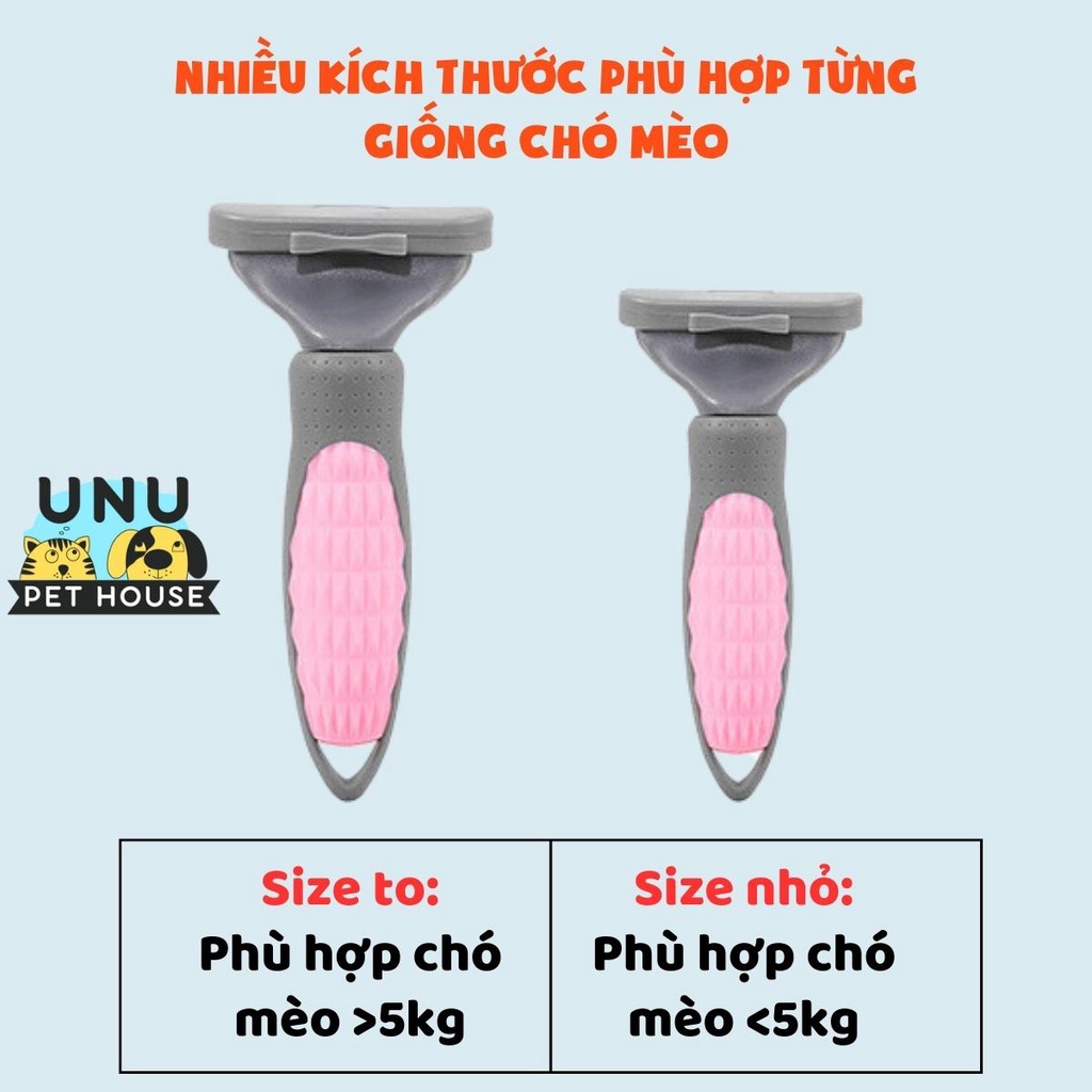 Lược chải lông chó mèo thiết kế bồ cào có nút gạt lông, thích hợp chải lông cho chó mèo lông ngắn và dày – UNU Pet House