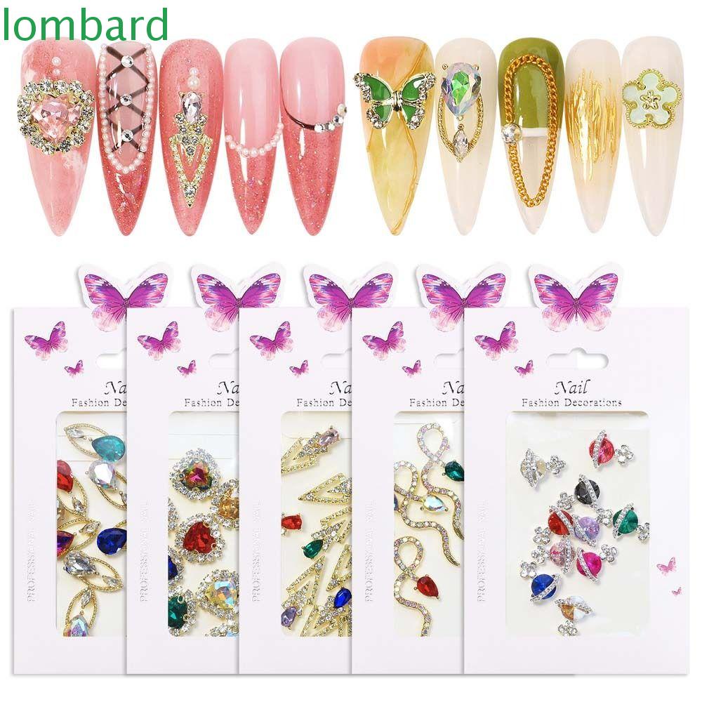 LOMBARD Phụ Kiện Trang Trí Móng Tay Hình Bướm Đính Đá Sang Trọng