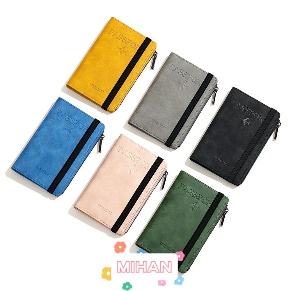MIHAN1 Ví Da PU Siêu Mỏng Đựng Hộ Chiếu Có Khóa Kéo Đa Năng Tiện Dụng