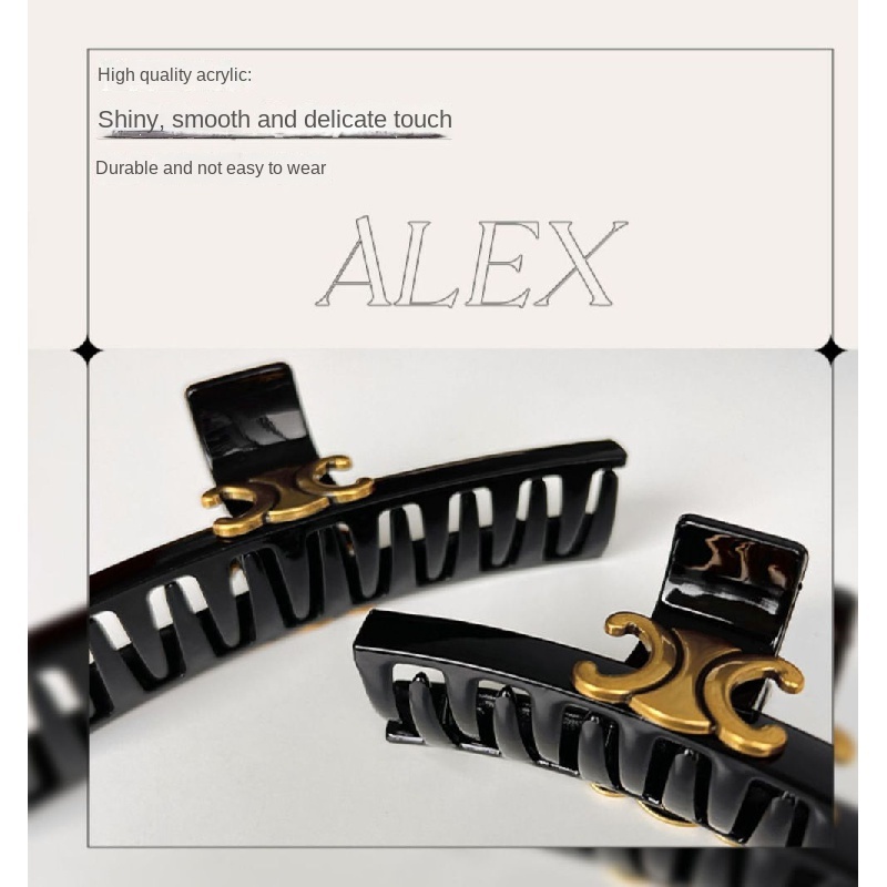 Kẹp Tóc Hình Cá Mập Màu Đen Phong Cách Retro Cao Cấp Cho Nữ