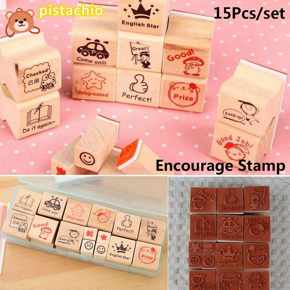 PISTA Set 15 Con Dấu DIY Phiên Bản Tiếng Anh Cho Bé