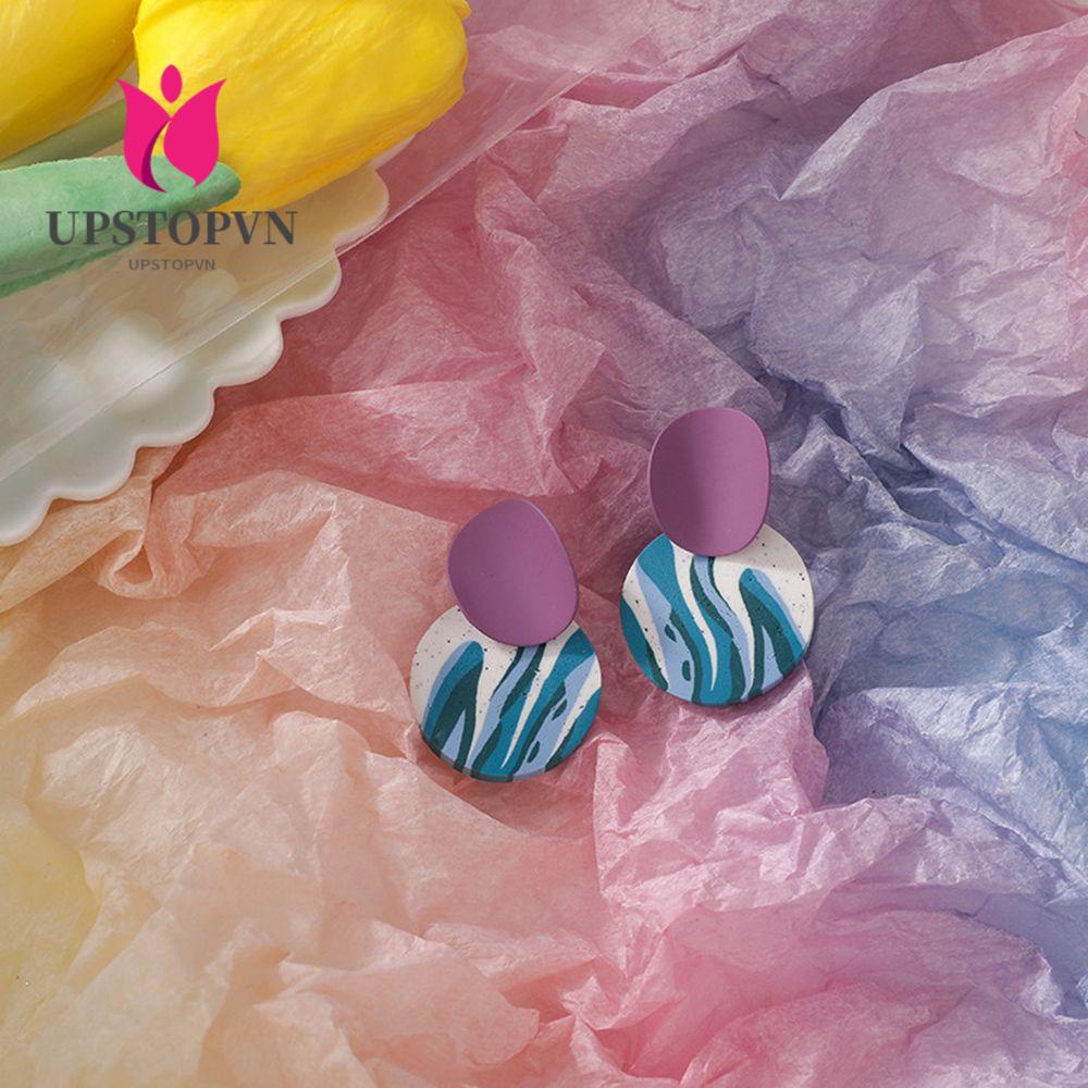 UPSTOPVN Bông Tai Đất Sét Polychromatic Đáng Yêu