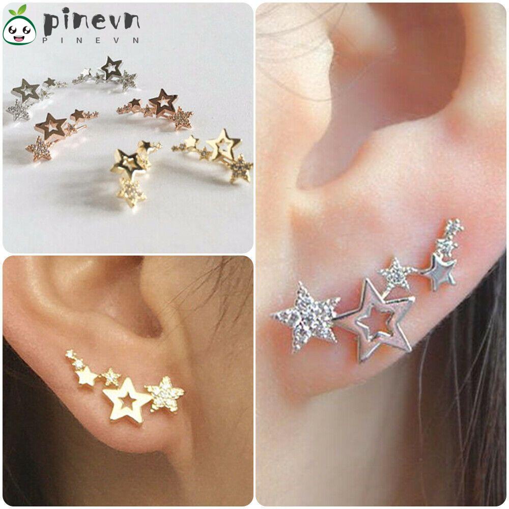 PINEVN Khuyên Tai Ngôi Sao Mạ Vàng / Bạc Thời Trang