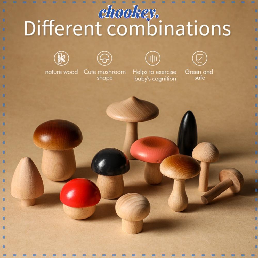 CHOOKEY Bộ 11 Đồ Chơi Nấm Gỗ Xinh Xắn Dành Cho Bé
