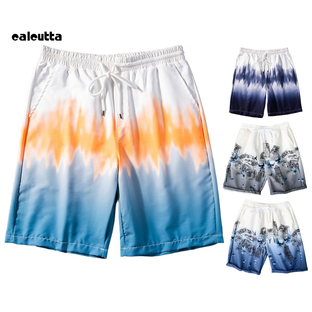 [calcutta] Quần Short Dây Rút Lưng Thun Dáng Rộng In Chữ Thoải Mái Dùng Khi Chơi Thể Thao Bóng Rổ / Đi Biển