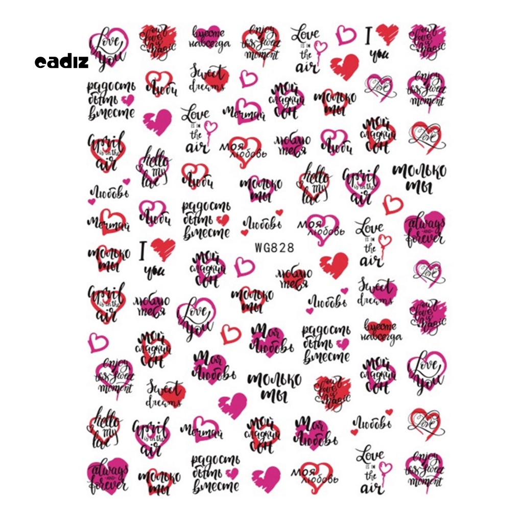 Miếng Dán Trang Trí Móng Tay Tự Dính Không Để Lại Dấu Vết Chủ Đề Ngày Lễ Tình Nhân