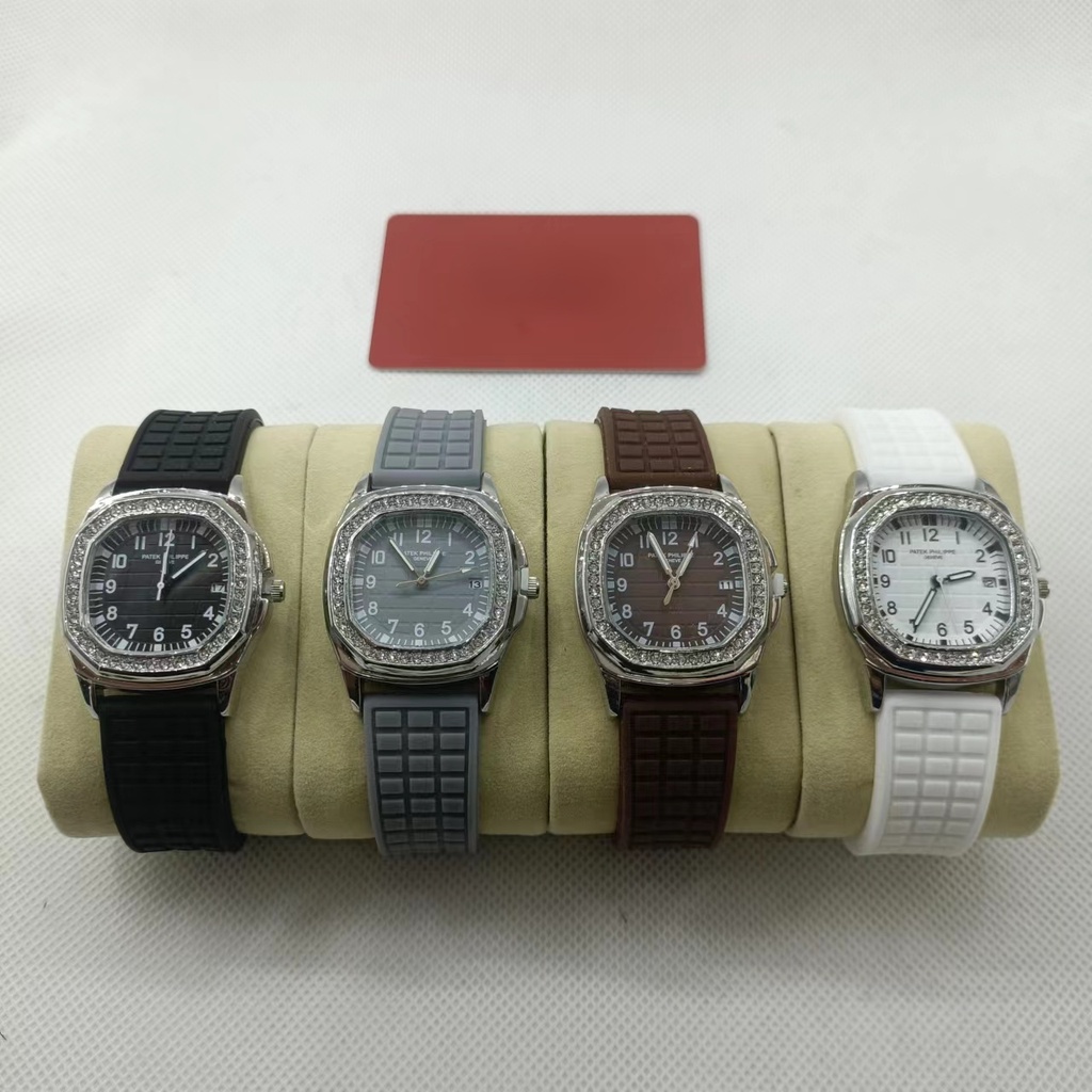 Patek * Đồng Hồ Đeo Tay Đính Kim Cương Philippe Dây Cao Su Thoải Mái Đa Năng Cho Nữ