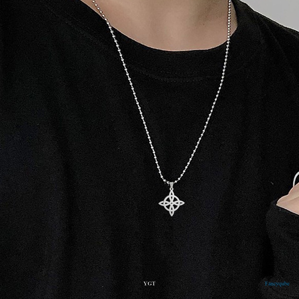 Ygt Vòng cổ Mặt Hình Học Thắt Nút Bằng Thép Không Gỉ Làm Thủ Công Phù Thủy Cho Nam Và Nữ Wicca