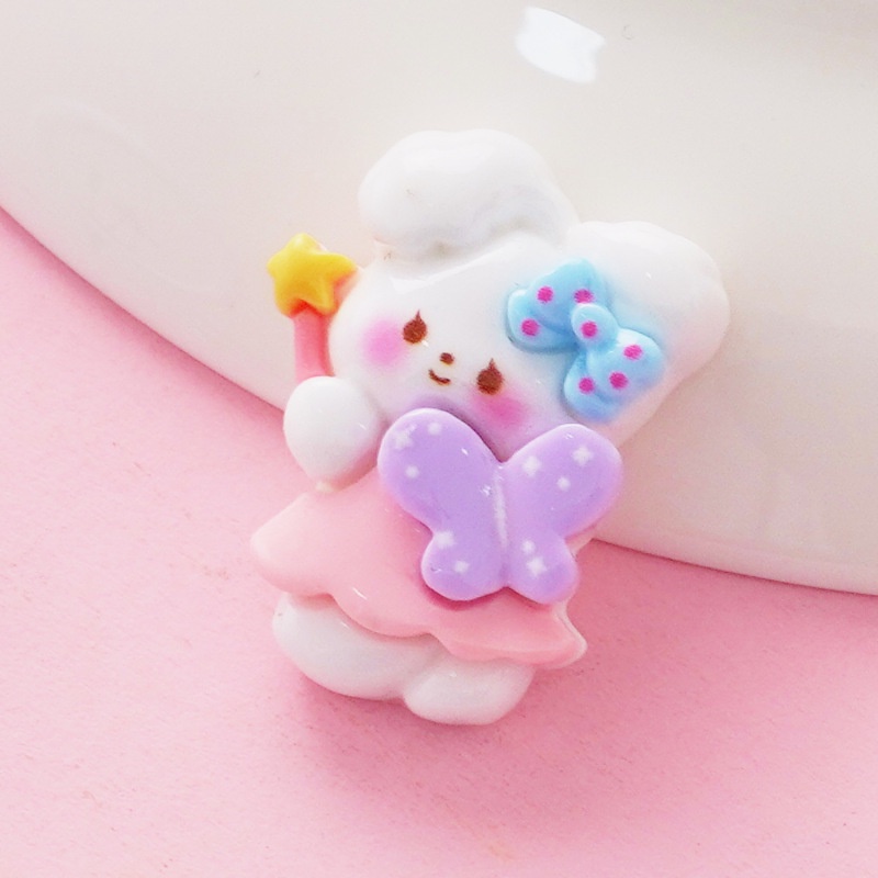 Bộ 10 Mặt Dây Chuyền Hình Thỏ / Gấu / Bông Hoa Bằng Nhựa Resin Dễ Thương DIY