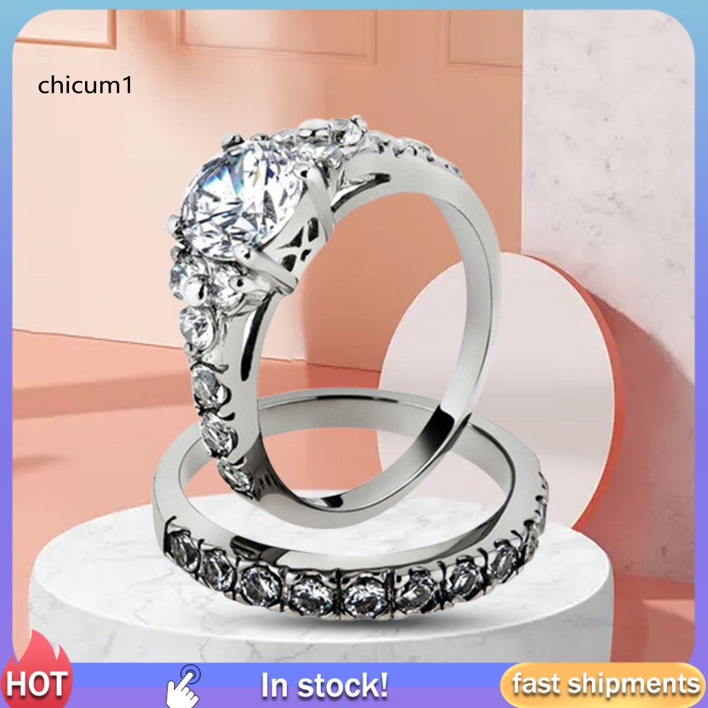 Set 1 / 2 Nhẫn Đeo Tay Kim Loại Đính Đá Đơn Giản Cho Nữ