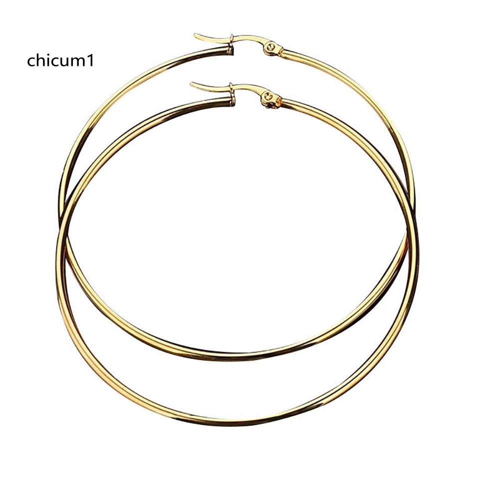 Khuyên Tai Tròn Lớn Bằng Thép Không Gỉ Độc Đáo Cho Nữ