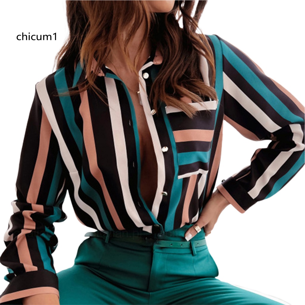 Áo Sơ Mi Tay Dài Kẻ Sọc In Họa Tiết Ngựa Vằn Quyến Rũ Thời Trang Mùa Thu Cho Nữ
