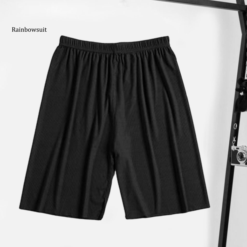 [RB] Quần Short Ngủ Bằng Lụa Lạnh Ống Rộng Lưng Co Giãn Thoáng Khí Dễ Lên Màu Có Gân Mặc Ở Nhà Cho